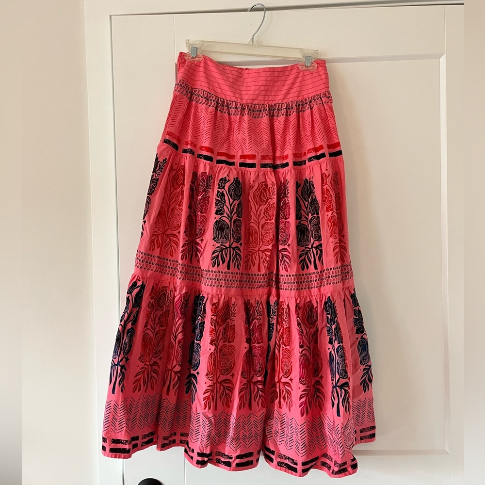 Anthropologie pink tiered party skirt by Bloomingprint